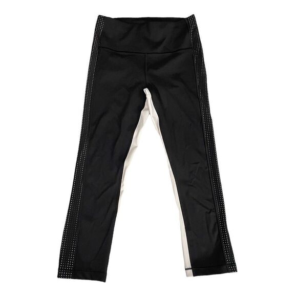 ATHLETA HIIT IT MESH CAPRIS leggings BLACK/‎ White colorblock size XS - Picture 1 of 13